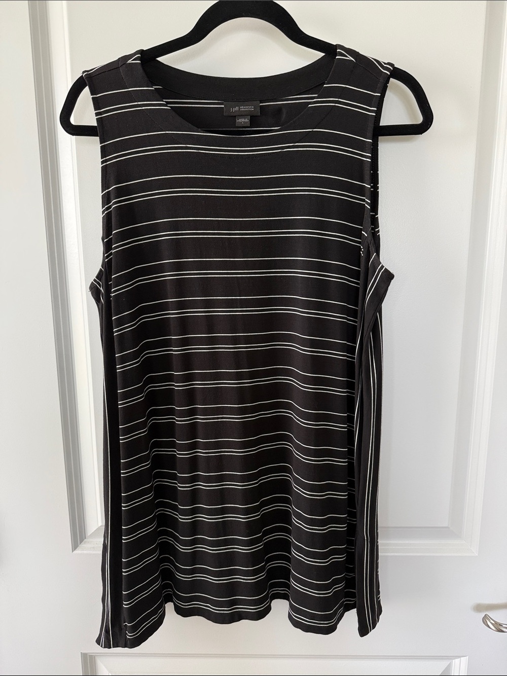 J. Jill Black Sleeveless Striped Jersey Tunic